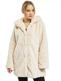 Urban Classics Damski płaszcz z kapturem ze sztucznego futra królika, damski płaszcz z kapturem i kieszeniami bocznymi, dostępny w wielu kolorach, rozmiary XS-5XL, białawy, XS - Płaszcze damskie - miniaturka - grafika 1