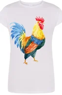 Koszulki i topy damskie - Damski T-Shirt Kolorowy Kogut Modny Rozm.XL - miniaturka - grafika 1