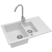 Zlewozmywaki z baterią - Alveus Zlewozmywak Rock 70 1217011KT kol 11 Biały + bateria Tonia - miniaturka - grafika 1