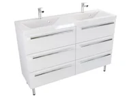 Szafki łazienkowe - Szafka Stojąca Z Umywalką ATH 120 cm DUO - Biały Mat - Uchwyty Chromowane - miniaturka - grafika 1