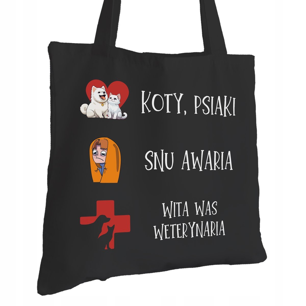 Torba Bawełniana dla Weterynarza Czarna Prezent ekologiczna Trwały Nadruk