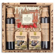 Zestawy upominkowe - Premium KOSZ prezentowy CZEKOLADA SYROP HERBATA - miniaturka - grafika 1