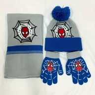 Czapki dla dzieci - TEMU Zimowy Zestaw Spider-Man 3 szt. Czapka + Szal + Rękawiczki Modny Styl Superbohatera z Kreskówki Idealny do Sportów na Świeżym Powietrzu, - miniaturka - grafika 1