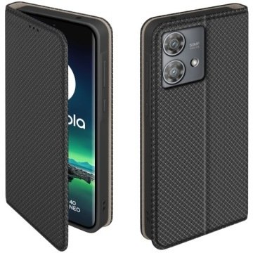 Etui z klapką do Motorola Moto Edge 40 Neo Zamykane Czarne Futerał