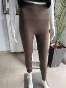 Legginsy - Legginsy ocieplane w prążek - czekoladowy L/XL - miniaturka - grafika 1