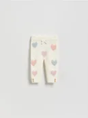 Komplety dla niemowląt - Reserved - Dzianinowe spodnie w serca - złamana biel - miniaturka - grafika 1