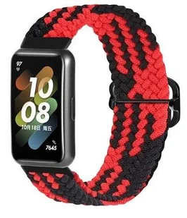Opaska pasek bransoletka NYLON LOOP Huawei Band 8 / Band 9 czarno-czerwona - Akcesoria do smartwatchy - miniaturka - grafika 1