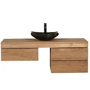 Zestaw mebli łazienkowych Mark teak lite drewno Bez szafki wiszącej 150 cm 90 cm Bez wieszaka na ręczniki - Ręczniki - miniaturka - grafika 1