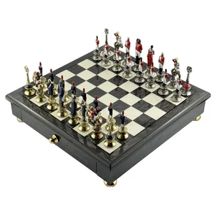 Szachy Italfama Napoleon 32x32cm Cynk-Mosiądz-Nikiel Król 8.2cm Historyczne - Gry planszowe - miniaturka - grafika 1