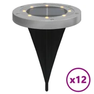 Lampy ogrodowe - vidaXL Solarne lampki gruntowe, z kolcami, 12 szt., ciepłe białe - miniaturka - grafika 1
