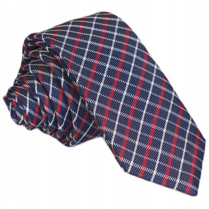 DO GARNITURU Krawat Męski Kratka Granat GREG gw03