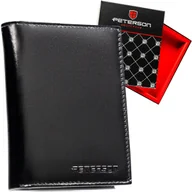 Portfele - Elegancki duży pionowy portfel męski bez zapięcia czarny ze skóry naturalnej schowek na suwak rozbudowany pojemny pudełko prezentowe ochrona kart RF.. - miniaturka - grafika 1