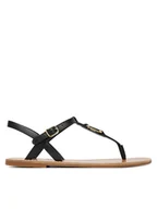 Sandały damskie - Tommy Hilfiger Sandały Leather Thong Sandal FW0FW09127 Czarny - miniaturka - grafika 1