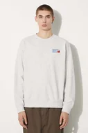 Bluzy męskie - New Balance bluza bawełniana Athletics Premium Logo Crew męska kolor szary z aplikacją MT41547AHH - miniaturka - grafika 1