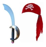 Dodatki do strojów karnawałowych - Zestaw Pirata dla dorosłych Czapka plus Szabla 2el MK453 - miniaturka - grafika 1