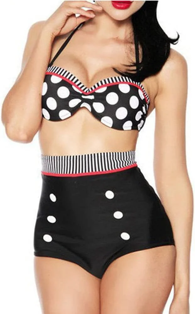 KROPKI BIKINI DAMSKIE ROZMIAR S M L XL RETRO PIN UP STRÓJ KĄPIELOWY