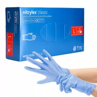 Rękawiczki jednorazowe - Nitrylex, Rękawice Nitrylowe Bezpudrowe Blue L, 100 Szt. - miniaturka - grafika 1