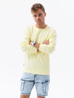Bluzy męskie - Bluza męska bez kaptura bawełniana - żółta V1 B1146 - grafika 1