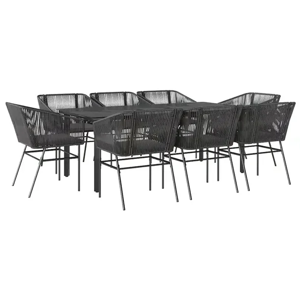Zestaw mebli ogrodowych czarny, 200 x 100 x 74 cm, krzesła 63 x 63 x 83 cm