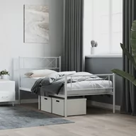 Inne meble do sypialni - Metalowa rama łóżka z wezgłowiem i zanóżkiem, biała, 90x200 cm Lumarko! - miniaturka - grafika 1