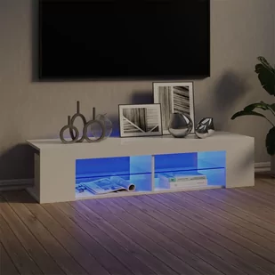 vidaXL Lumarko Szafka TV z lampkami LED, wysoki połysk, biała, 135x39x30 cm 804235 - Szafki RTV - miniaturka - grafika 1