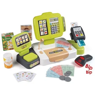Smoby Duża kasa elektroniczna ze skanerem Zielona 350114 - Zabawy w naśladowanie dorosłych - miniaturka - grafika 1