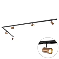 Lampy sufitowe - QAZQA Nowoczesny 1-fazowy system szynowy z 5 punktami w kolorze ciemnego brązu - Jeana - miniaturka - grafika 1