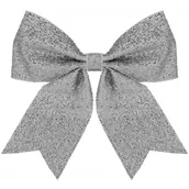 Ozdoby bożonarodzeniowe - Kokardka na choinkę 20 cm brokatowa ozdoba świąteczna zawieszka srebrna - miniaturka - grafika 1