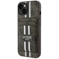 Etui i futerały do telefonów - Etui GUESS 4G Stripes MagSafe do Apple iPhone 15 Brązowy - miniaturka - grafika 1
