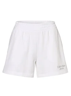 Calvin Klein Jeans - Damskie spodenki dresowe, biały - Spodnie sportowe damskie - miniaturka - grafika 1