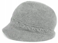 Czapki damskie - Czapka Pearl chic - szary damska, ciepła, angora cz23396 - miniaturka - grafika 1
