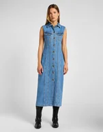 Sukienki - SUKIENKA JEANSOWA DŁUGA LEE 112355119 LONG SLIM DRESS FEELING FINE M - miniaturka - grafika 1