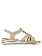 Sandały damskie - Rieker Sandały V0649-62 Beżowy - miniaturka - grafika 1