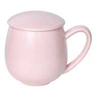 Kubki - Kubek z zaparzaczem i pokrywką różowy matowy – zestaw do przygotowania herbaty, perfekcyjny podarunek prezent dla mamy, taty, babci, dziadka - miniaturka - grafika 1