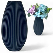 Wazony i flakony - Wazon Nietłukący Czarny Ryflowany 15Cm Nowoczesny Wazon Na Kwiaty - miniaturka - grafika 1