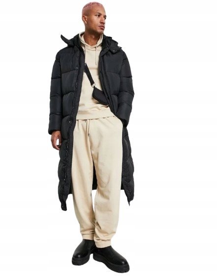 ASOS CZARNA PUCHOWA KURTKA MĘSKA Z KAPTUREM 46/48 12AD