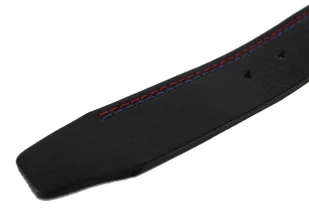 Pasek Męski Skórzany PAS-MAX (PL) Skóra Licowa EXTRA 40 mm Czarny Z Niebieską I Czerwoną Nitką - Paski - miniaturka - grafika 5