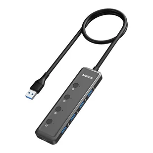 HUB 5 w 1 MOKiN USB-A3.0 do 4xUSB-A + 1xUSB-C DC (czarny) - Huby USB - miniaturka - grafika 1