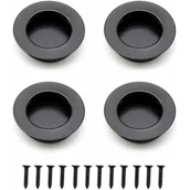 Zawiasy, okucia i inne akcesoria - 4 sztuki wpuszczanych uchwytów okrągłych, 40 mm klamka do drzwi przesuwnych ze stali nierdzewnej, czarny uchwyt meblowy - miniaturka - grafika 1