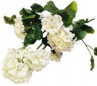 Sztuczne kwiaty - PELARGONIA sztuczna białe kwiaty DO DONICZKI wazonu wiosenne BUKIET stroik - miniaturka - grafika 1