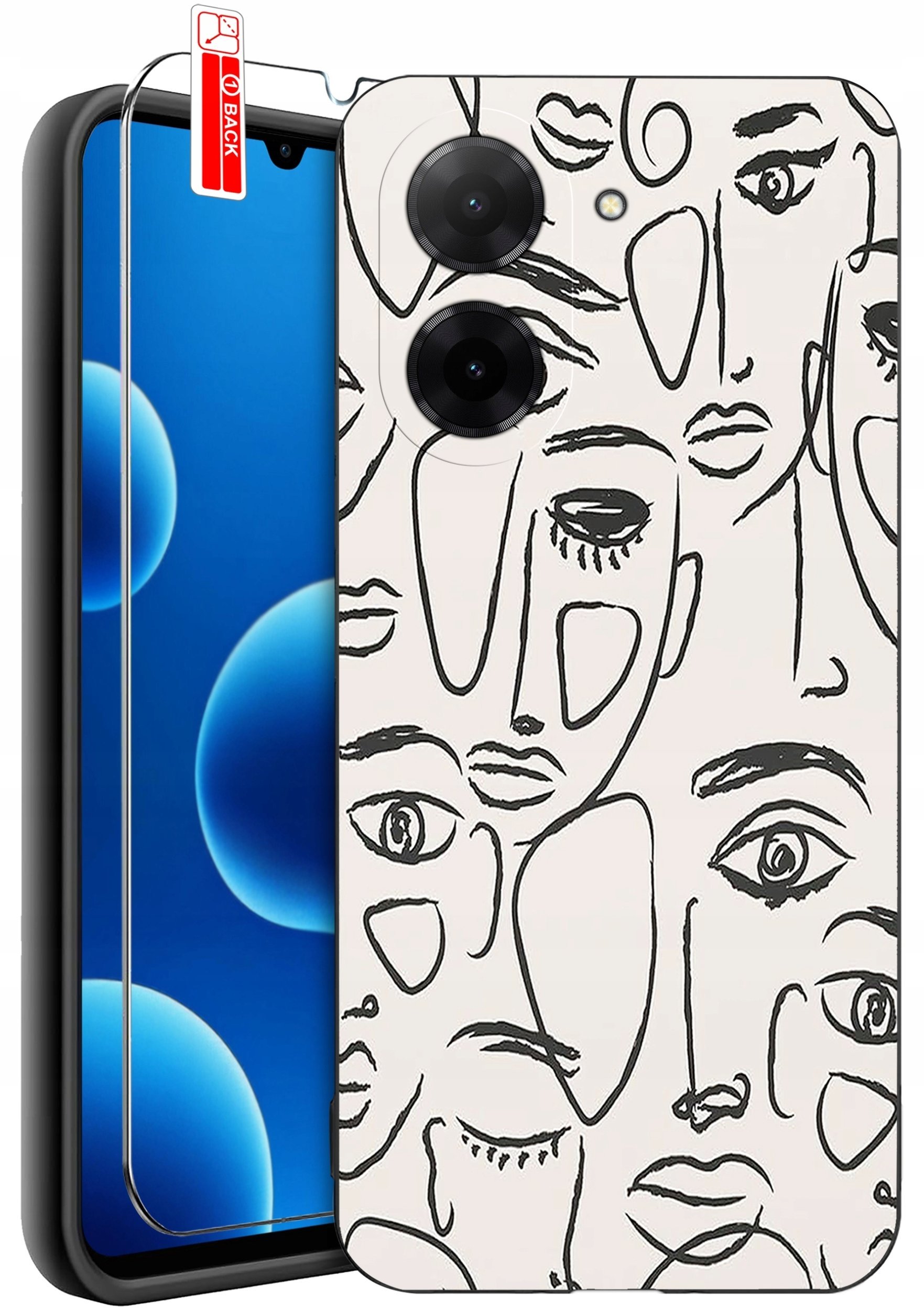 ETUI do Xiaomi Redmi A5 WZORY SILIKONOWE MATT CASE + SZKŁO 9H