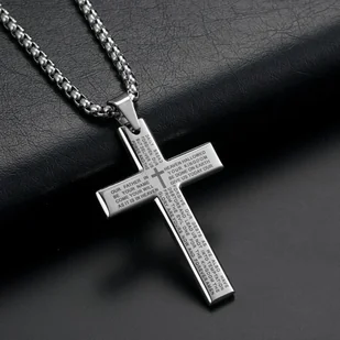 Donley Cuban Cross dla mężczyzn - srebrny naszyjnik krzyż płaski - naszyjnik męski - naszyjnik męski - naszyjnik dla mężczyzn - prezent dla mężczyzn - geometryczny gotyk - punk - święty krzyż - - Naszyjniki męskie - miniaturka - grafika 1