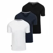 Koszulki męskie - Komplet koszulek z dekoltem V 3-pak - mix biały/granatowy/czarny V1 Z100 XL - miniaturka - grafika 1