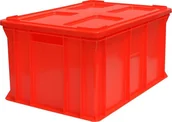 Pojemniki przemysłowe - Artech Pojemnik transportowy EURO 300 z pokrywą, dno i ścianki pełne wym. 600 x 400 x 300 mm czerwony - miniaturka - grafika 1