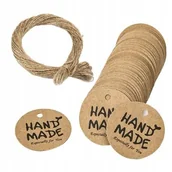 Prace ręczne dla dzieci - Etykieta Tekturowa Ze Sznurkiem Hand Made 10 Szt. - miniaturka - grafika 1