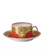 Filiżanki - ROSENTHAL Złoto-czerwona filiżanka do herbaty Medusa Golden Coin - miniaturka - grafika 1