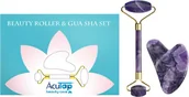 Akcesoria medycyny naturalnej - Zestaw z ametystu w eleganckim etui - roller + płytka Gua Sha do pielęgnacji twarzy i szyi - Beauty Roller & Gua Sha Set (Elegance A46009) - miniaturka - grafika 1