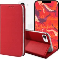 Etui i futerały do telefonów - ETUI Z KLAPKĄ DO APPLE IPHONE SE 2025 CZERWONE MAGNETYCZNE ZAMYKANE KABURA - miniaturka - grafika 1