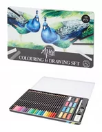 Kredki, ołówki, pastele i pisaki - Zestaw Do Rysowania Kredki Ołówkowe Pastele w ETUI - miniaturka - grafika 1