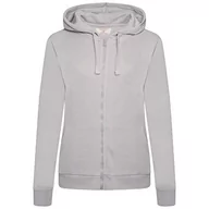 Kurtki damskie - M17 Damska damska jednokolorowa bluza z kapturem z kapturem długa bluza z kapturem miękka na co dzień bluza z kapturem top kurtka z długim rękawem sweter, szary, S - miniaturka - grafika 1